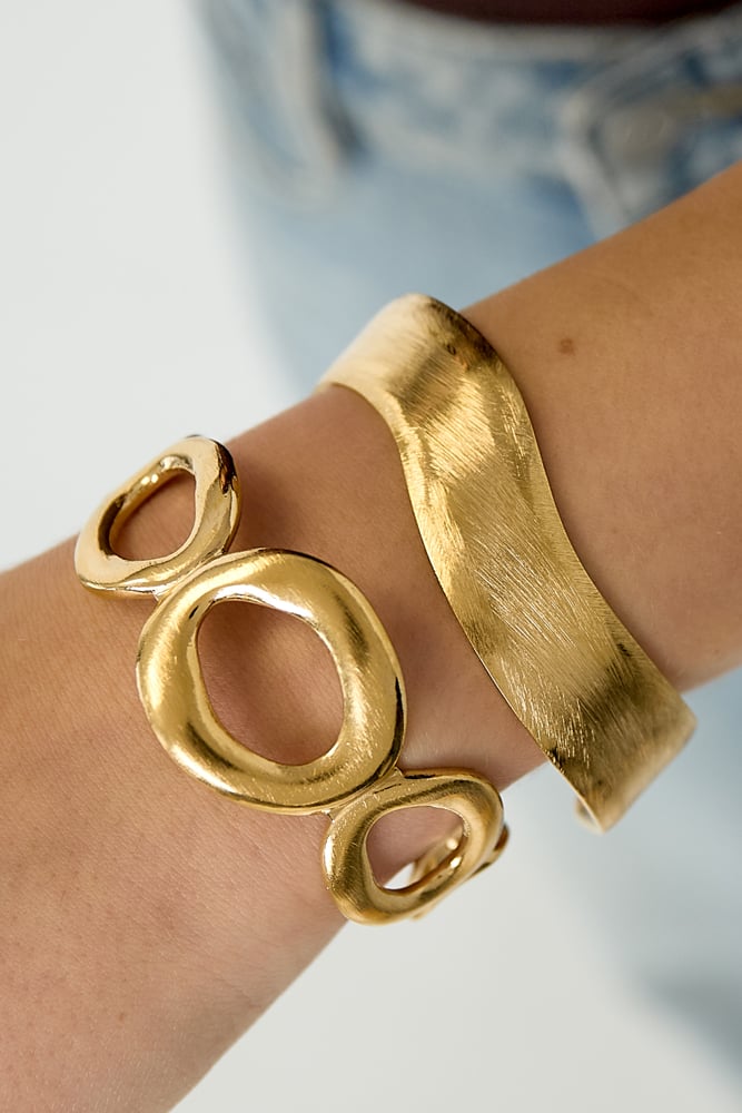 Armreifen aus Edelstahl, unregelmäßige Form, lässige und schlichte Serie, Damenschmuck h5Bild2