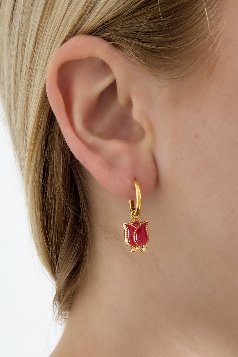 Boucles d'oreilles pendantes en acier inoxydable, série Fleur, décontractée, simple et quotidienne, bijoux pour femmes h5Image2