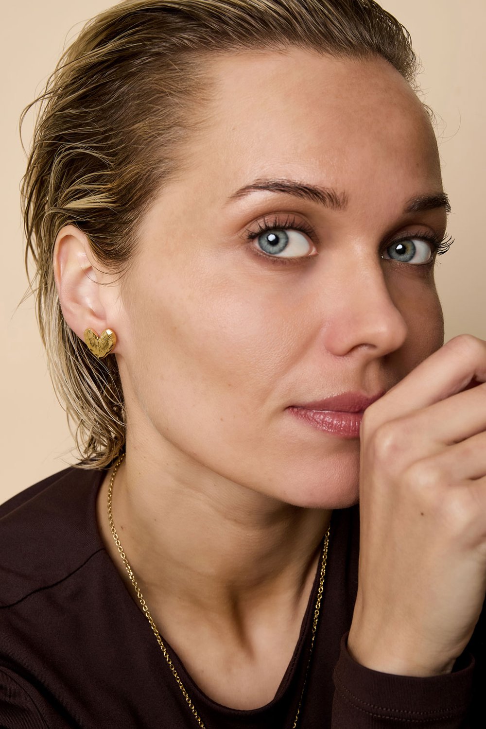 Çivi Küpe Kalp Basit Günlük Basit Serisi Kadın Takıları h5Resim2