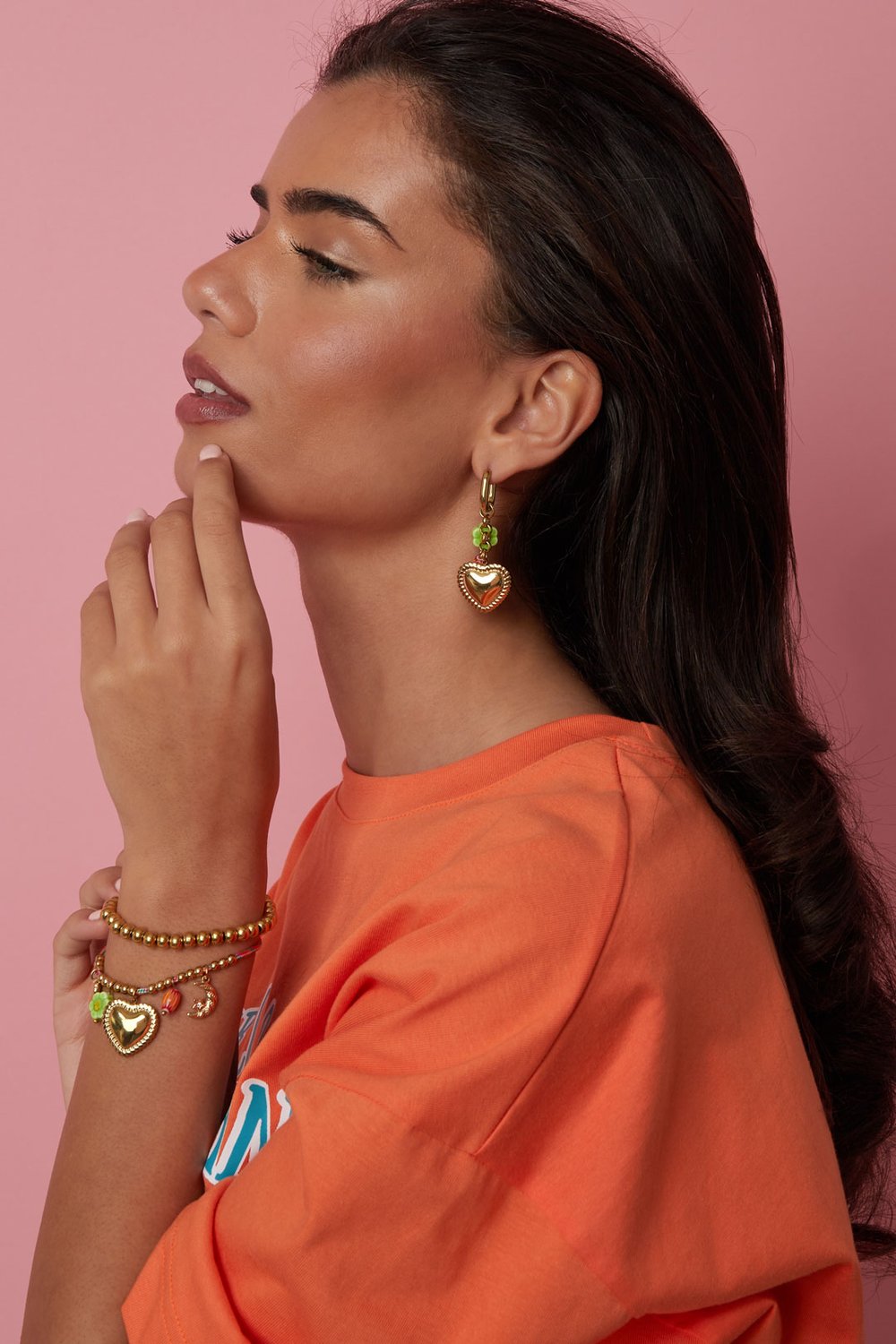 Stainless Steel Dangle Earrings Heart Sweet Daily Romantic Series Women's jewelry h5Picture2