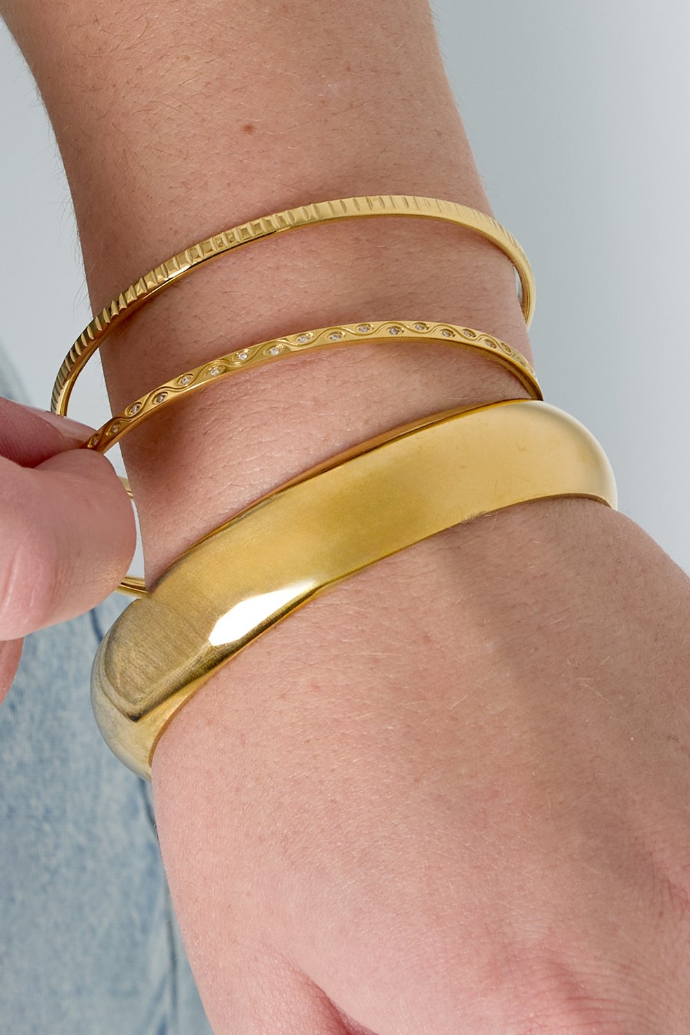Bracelets en acier inoxydable, série géométrique décontractée et simple pour femmes h5Image3