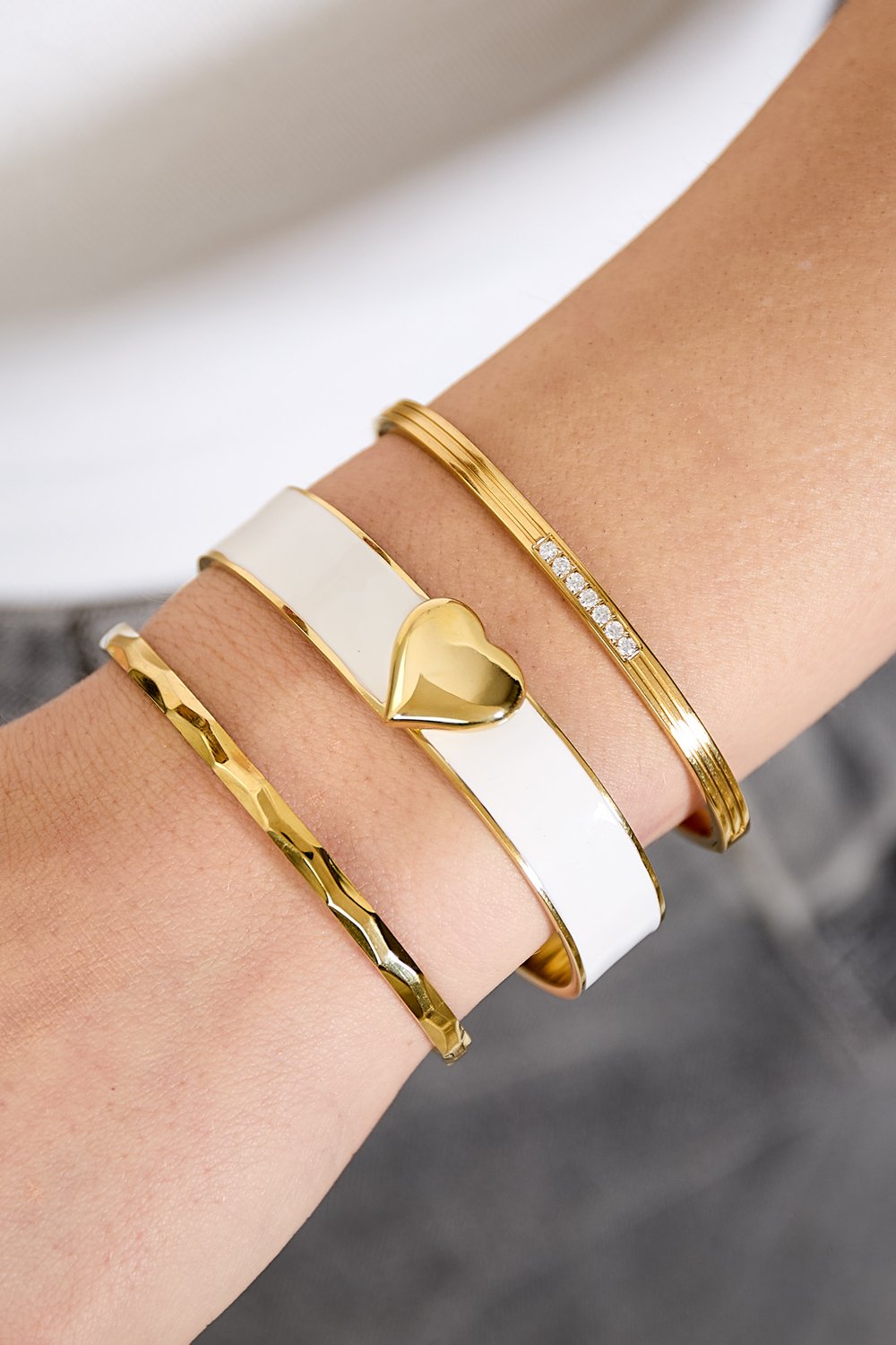 Stainless Steel Colorful Heart Bangles - 1.3cm h5Picture2