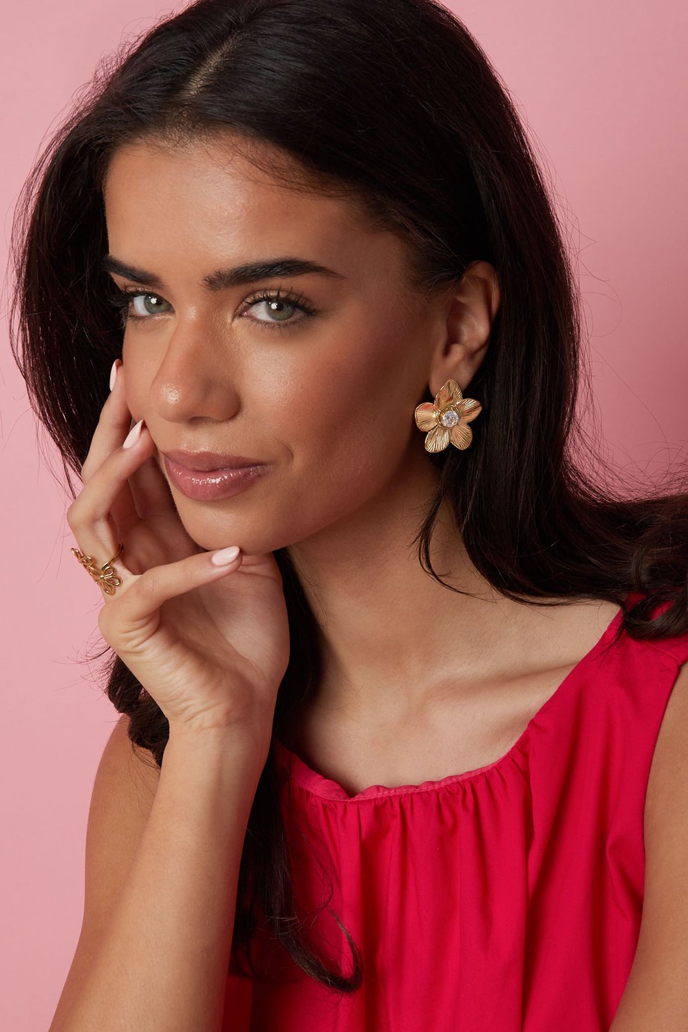 Stainless Steel Stud Earrings Flower Casual Daily Simple Series Women's jewelry Picture2