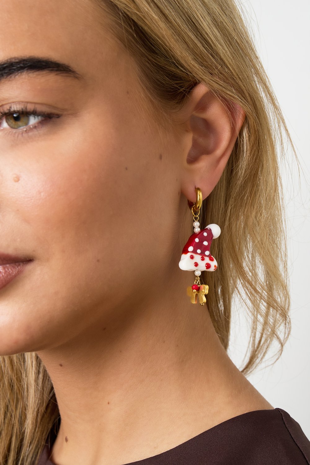 Orecchini pendenti in acciaio inossidabile, stile cartone animato, casual, natalizio, serie semplice, gioielli da donna h5Immagine3