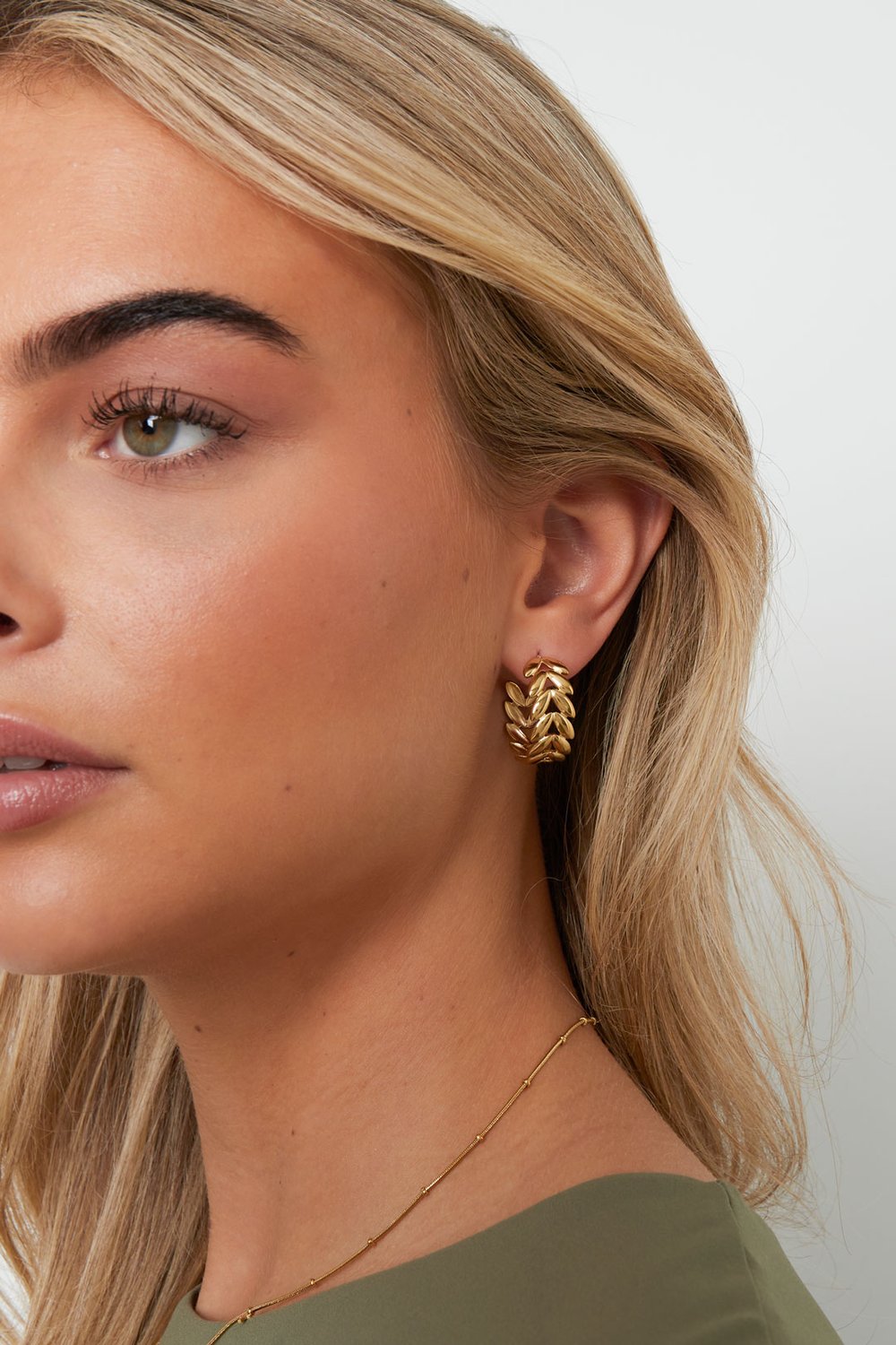 Edelstahl Creolen Blatt Casual Daily Simple Serie Damenschmuck Bild2