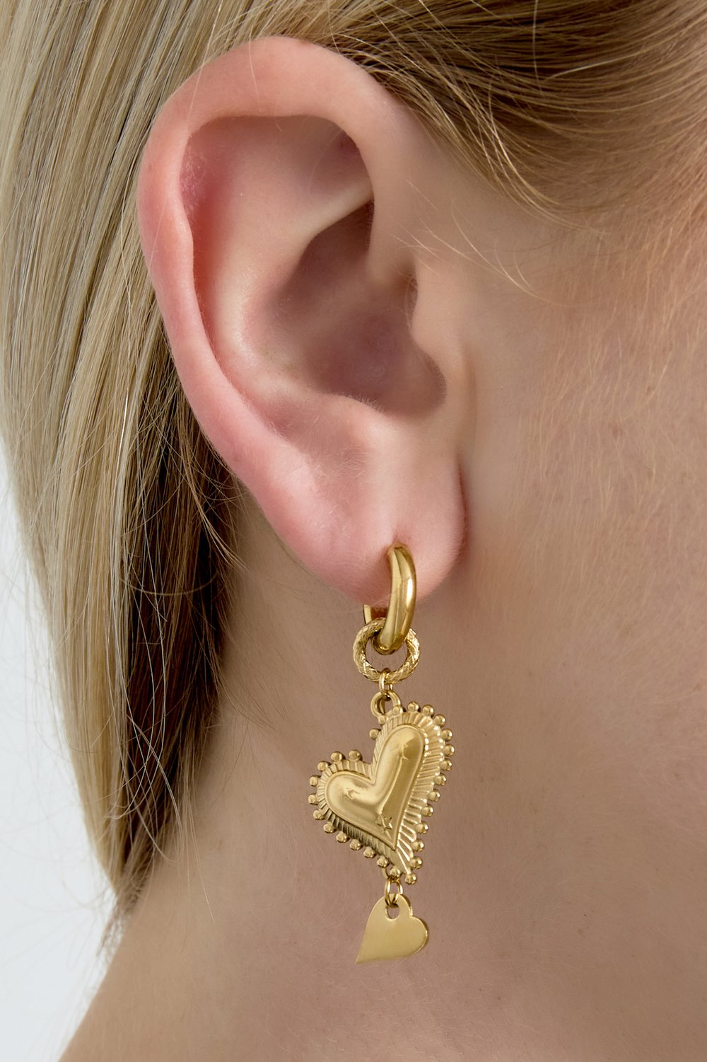 Paslanmaz Çelik Damla Küpeler Kalp Günlük Basit Seri Kadın Takıları Resim2