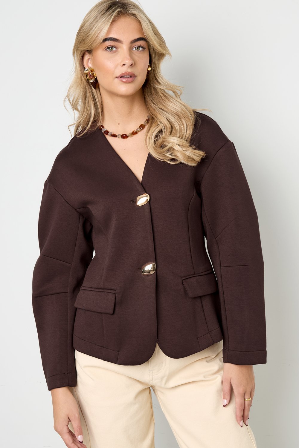 Woven Polyester Fiber Women's Suit Set Elegant Solid Color Fall/Winter h5Picture5