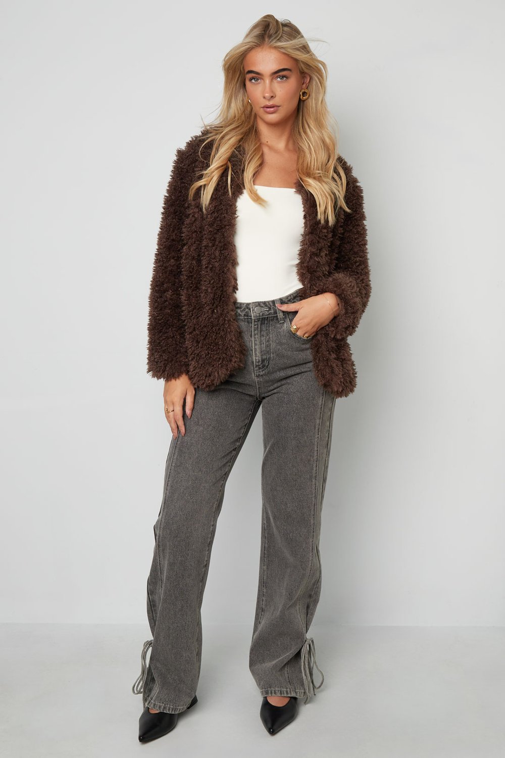 Woven Polyester Fiber Women's Jacket Elegant Solid Color Fall/Winter h5Picture8