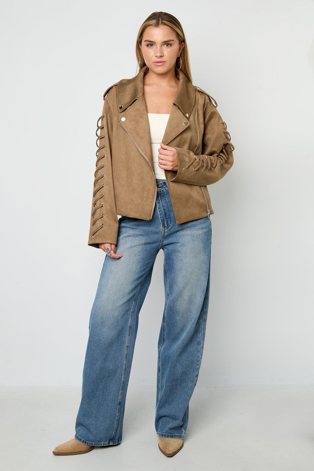 Woven Polyester Fiber Veste Femme Style Street Tie-up h5Image9