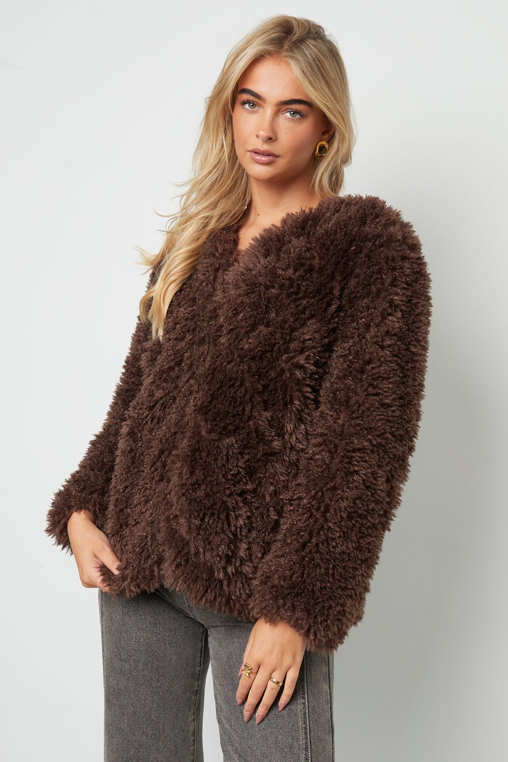 Woven Polyester Fiber Women's Jacket Elegant Solid Color Fall/Winter h5Picture12