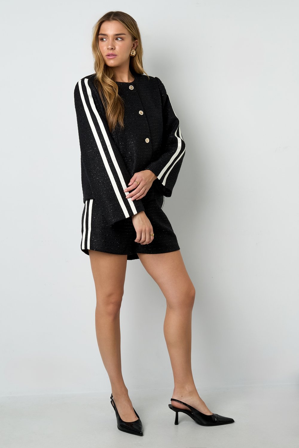 Woven Polyester Fiber Women's Jacket Elegant Plaid Fall/Winter h5Picture6