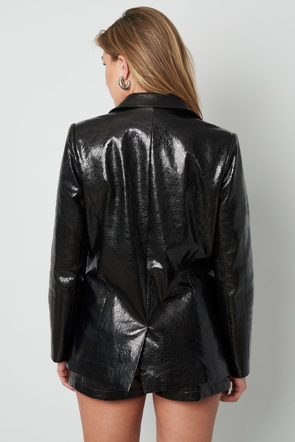 PU Leather Women's Blazer Set Shiny Finish Picture7