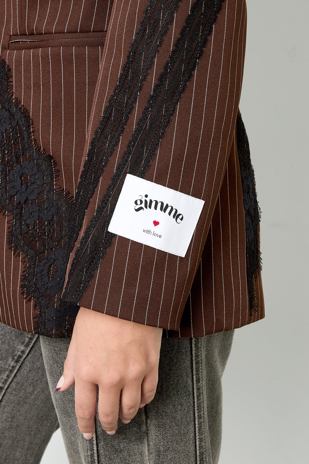 Tissu Polyester Fibre Ensemble de Costume Femme Élégant Rayures Panneau Dentelle h5Image8