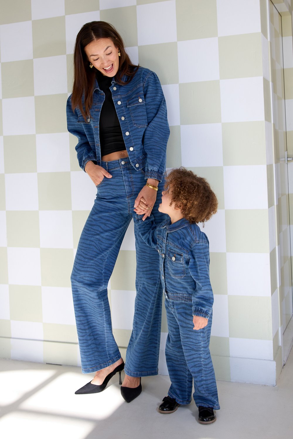 Denim Women's Jacket Cropped Tiger Stripe Pattern h5Picture5