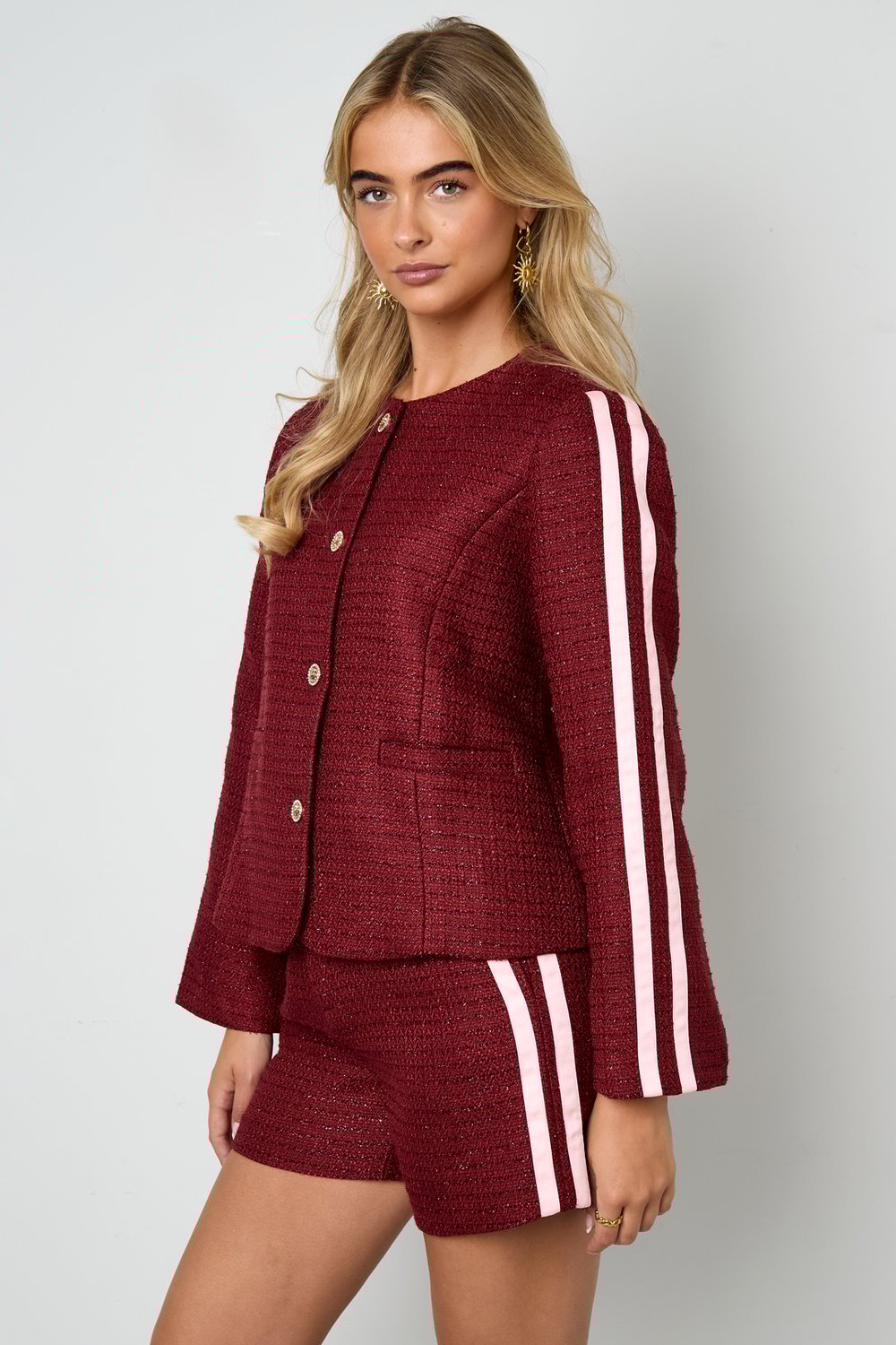 Woven Polyester Fiber Women's Jacket Elegant Plaid Fall/Winter h5Picture7