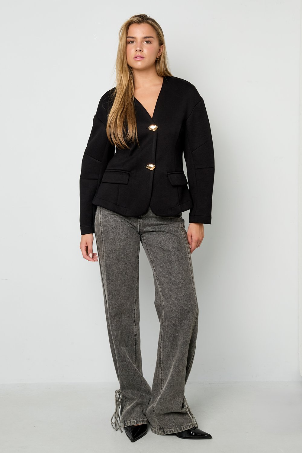 Woven Polyester Fiber Women's Suit Set Elegant Solid Color Fall/Winter h5Picture6