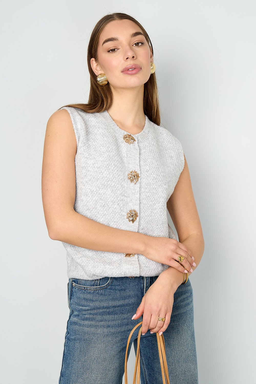 Gestrickte Polyesterfaser Damen Gestrickte Weste Casual Einfarbig Bild10