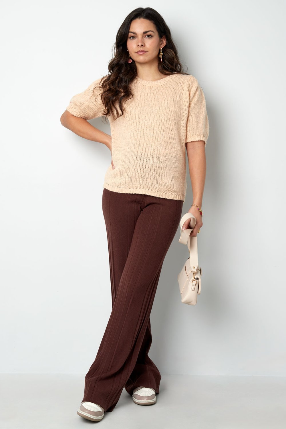 Nylon Women's Short Sleeve Top Knitted Back Tie Design Picture10