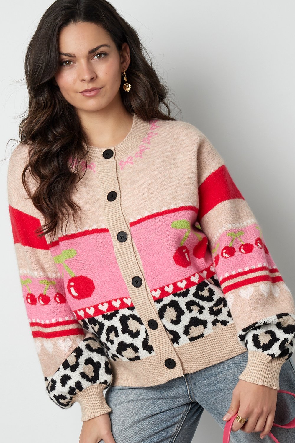 Cardigan Tejido Mujer Otoño/Invierno Bloque de Colores Divertido h5Imagen4