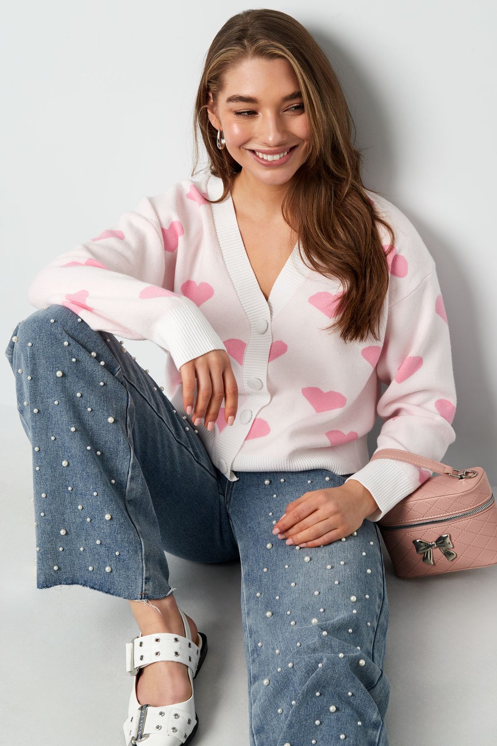 Viscose Knitted Women's Cardigan Cute Heart Pattern Fall/Winter h5Picture8