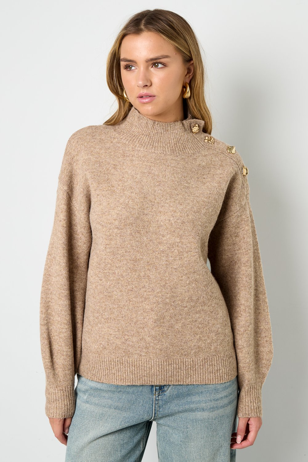 Knitted Polyester Fiber Women's Turtleneck Sweater Casual Solid Color h5Picture4