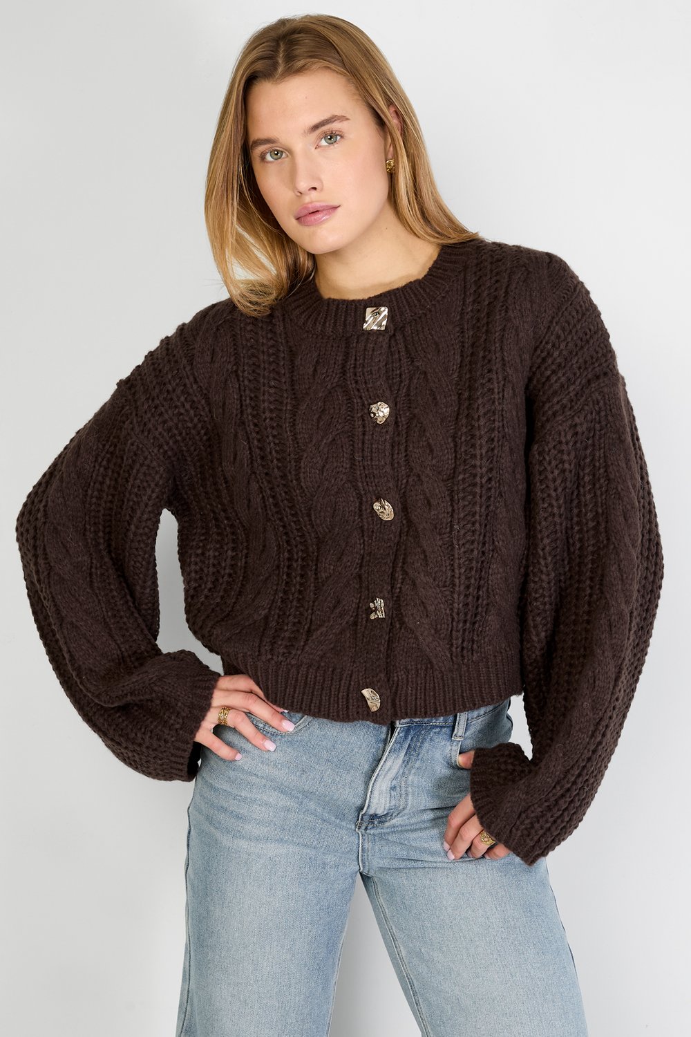 Gebreide Polyestervezel Vrouwen Cardigan Herfst/Winter Elegante Solide Kleur Afbeelding7