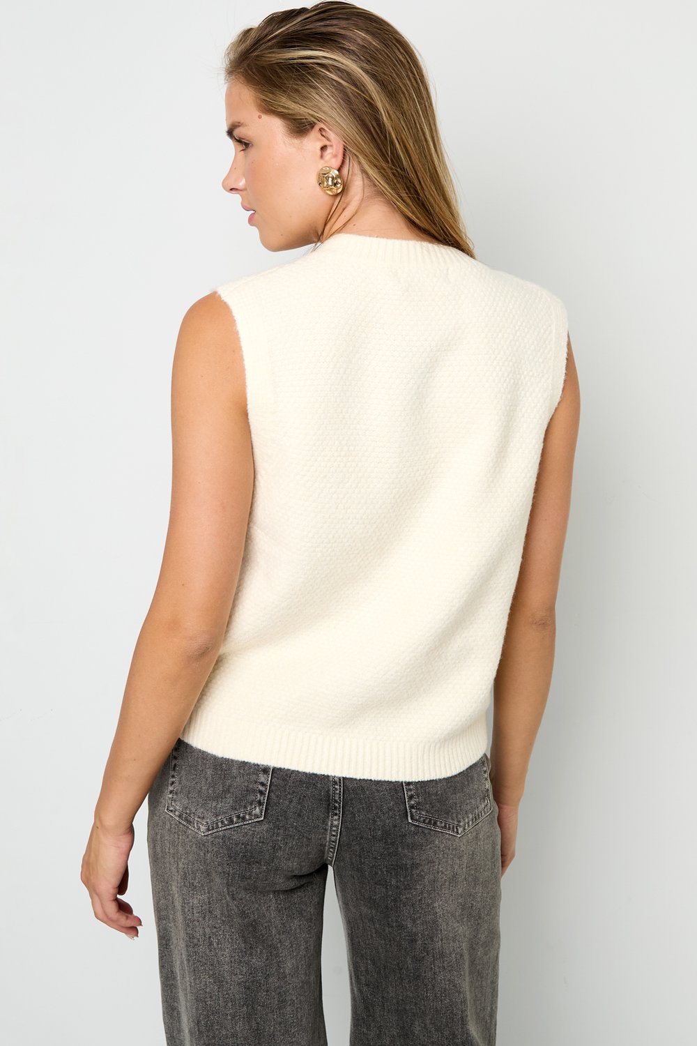 Knitted Polyester Fiber Women's Knitted Vest Casual Solid Color Picture9