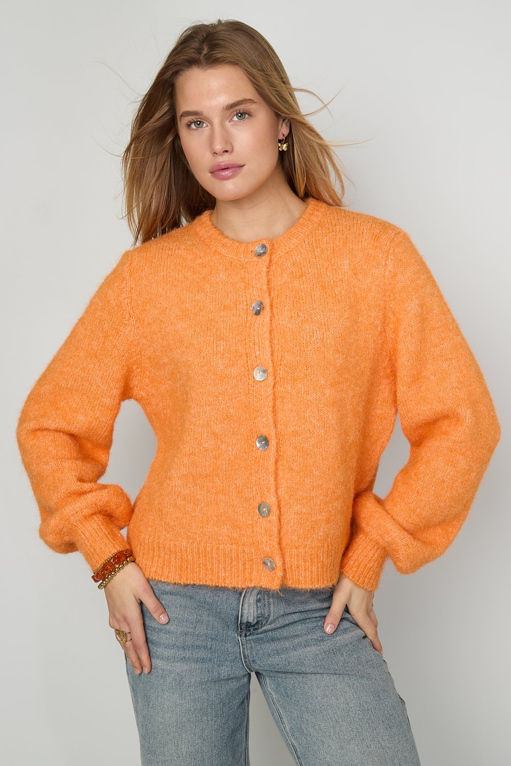 Gestrickte Polyesterfaser Damen-Cardigan Casual Einfarbig Herbst/Winter Bild5