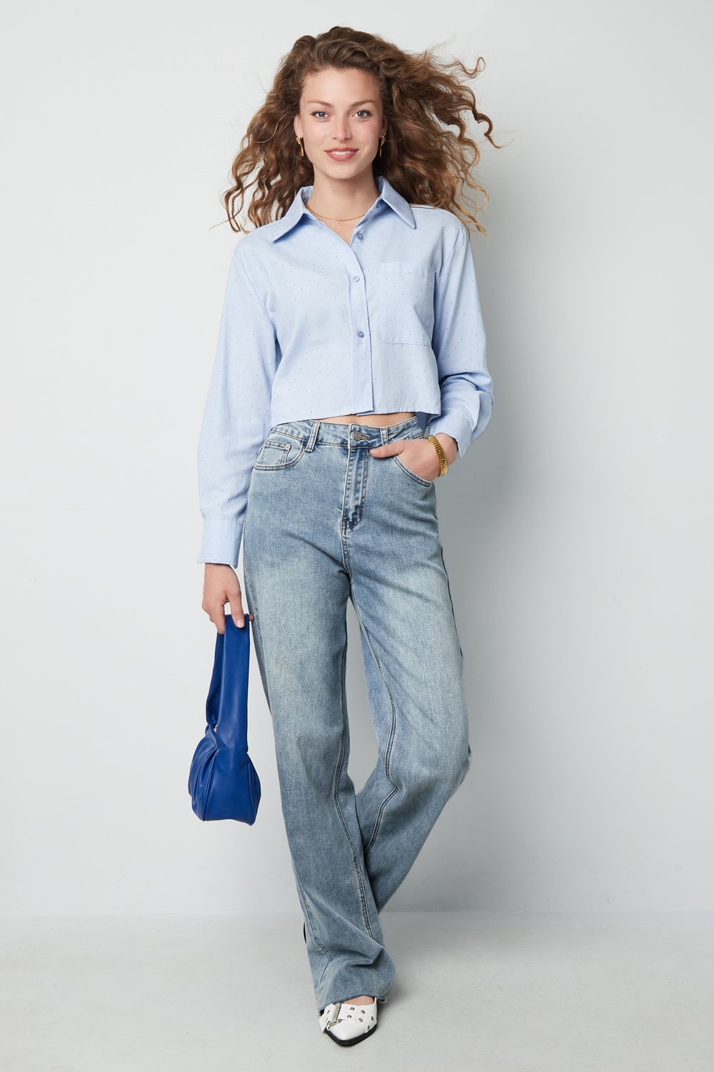 Coton Femme Chemise Courte Boutonnée Classique h5Image6