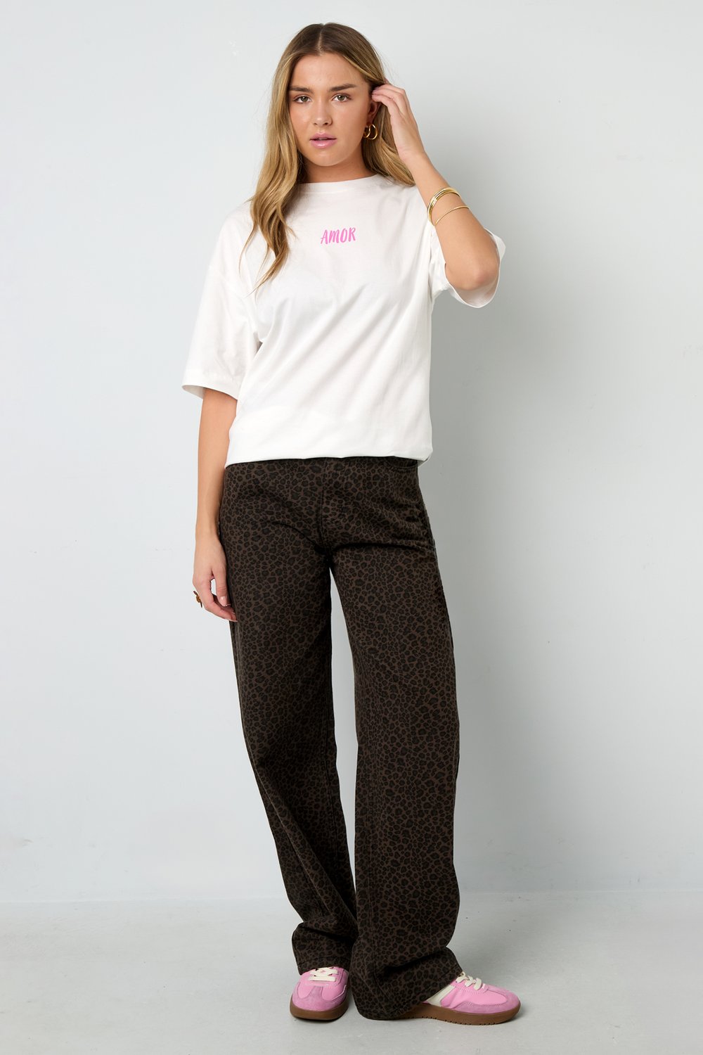 Baumwolle Gestrickte Damen T-Shirt Casual Letters h5Bild5