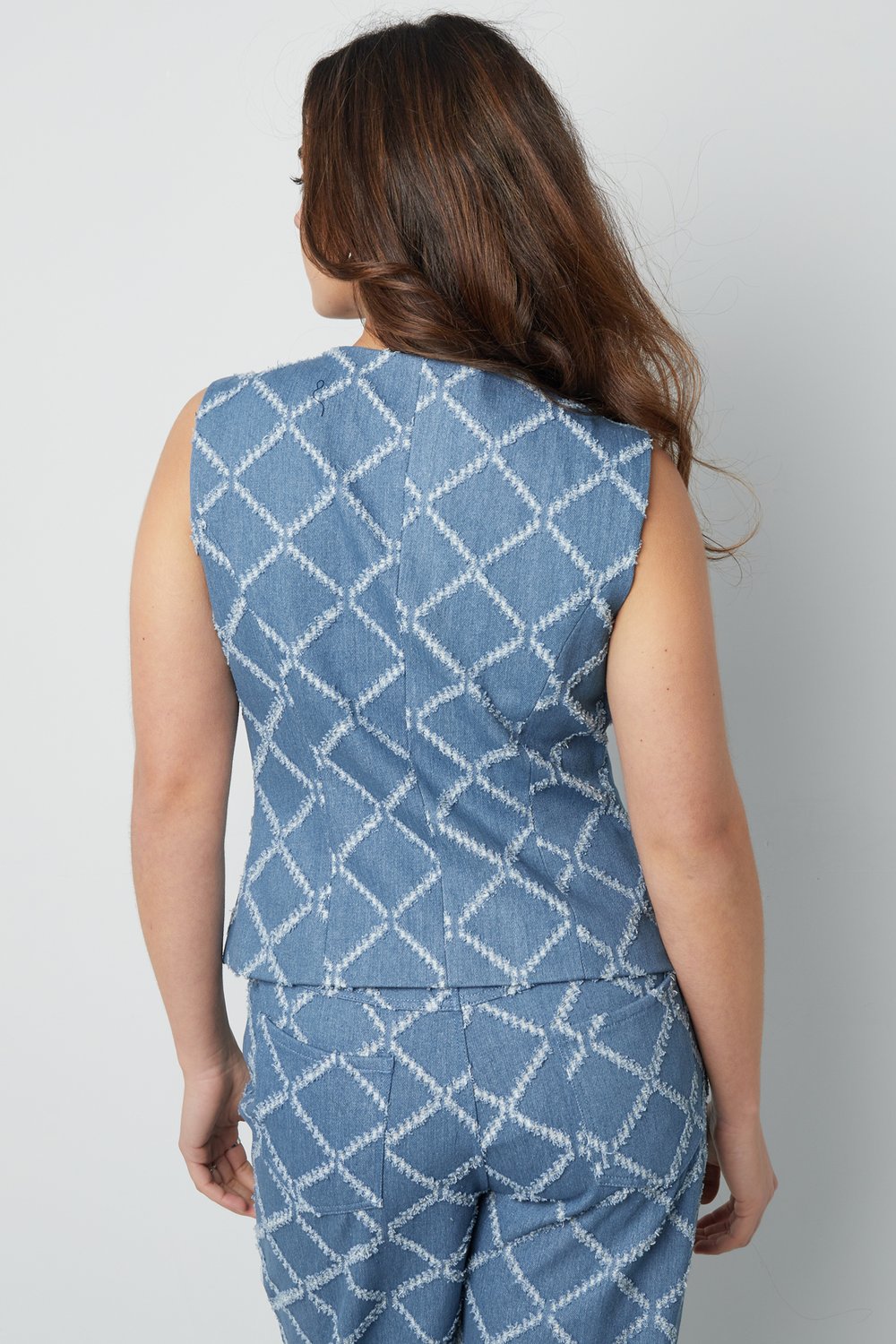 Cotton Vrouwen Mouwloze Top Gespeld Geometrisch Patroon Afbeelding6