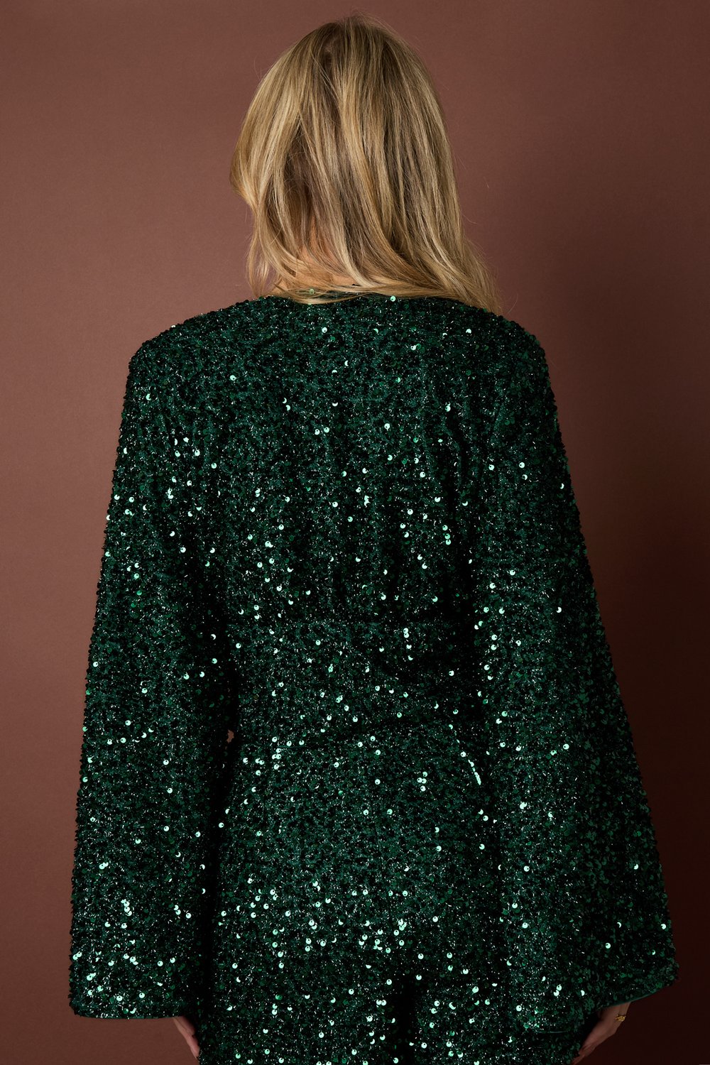 Tejido de Fibra de Poliéster Mujer Tops de Manga Larga Conjunto de 2 Piezas Lentejuelas Imagen9