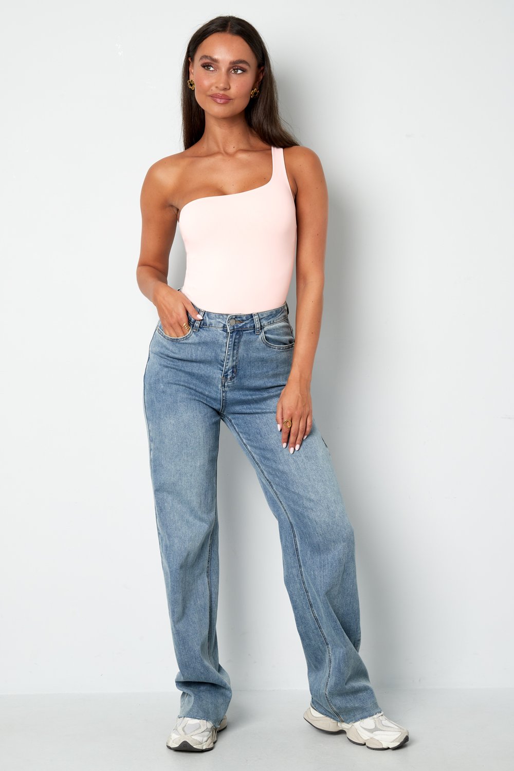 Knitted Nylon Shapewear Bodysuit One-Shoulder Spring/Summer Solid Color Picture7