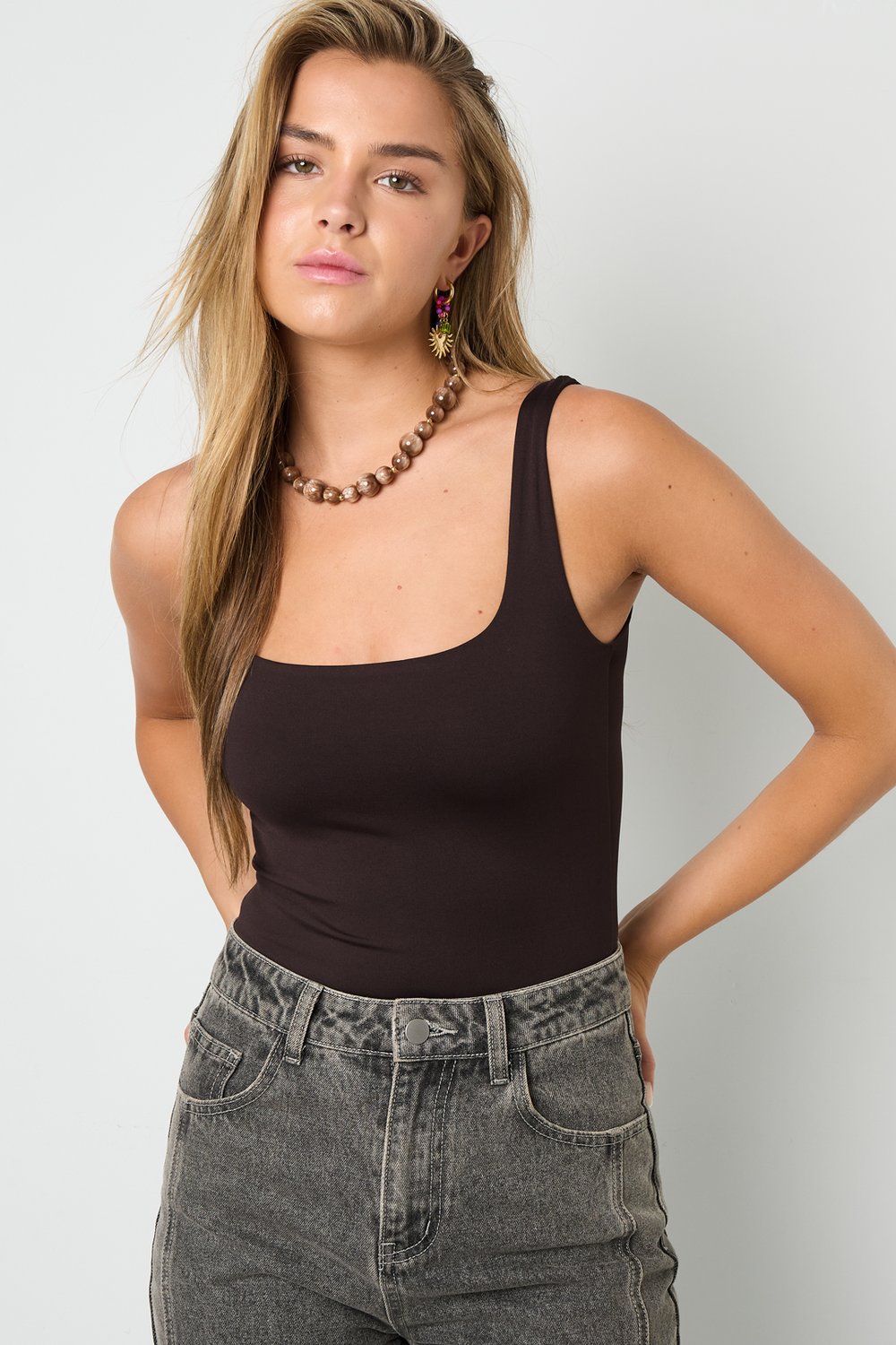 Örgü Nikel Şekillendirici Bodysuit Temel Tek Renk Resim11