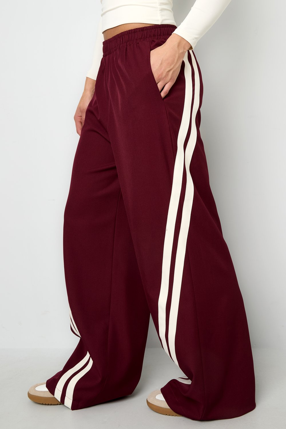 Woven Polyester Fiber Women's Straight Leg Pants Sporty Contrast Stripes Picture7