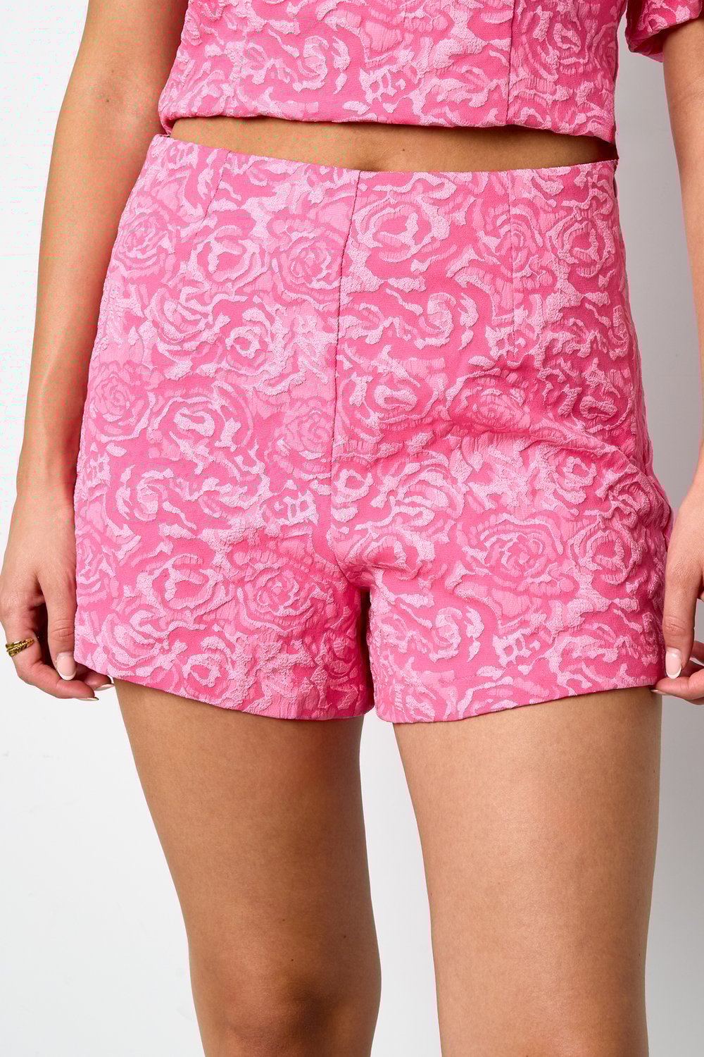 Shorts Femme en Fibre de Polyester Tissée Imprimé Floral Élégant h5Image4