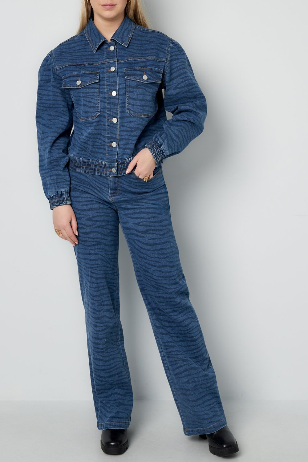 Cotton Woven Women's Straight Leg Denim Pants Medium Indigo Casual h5Picture4