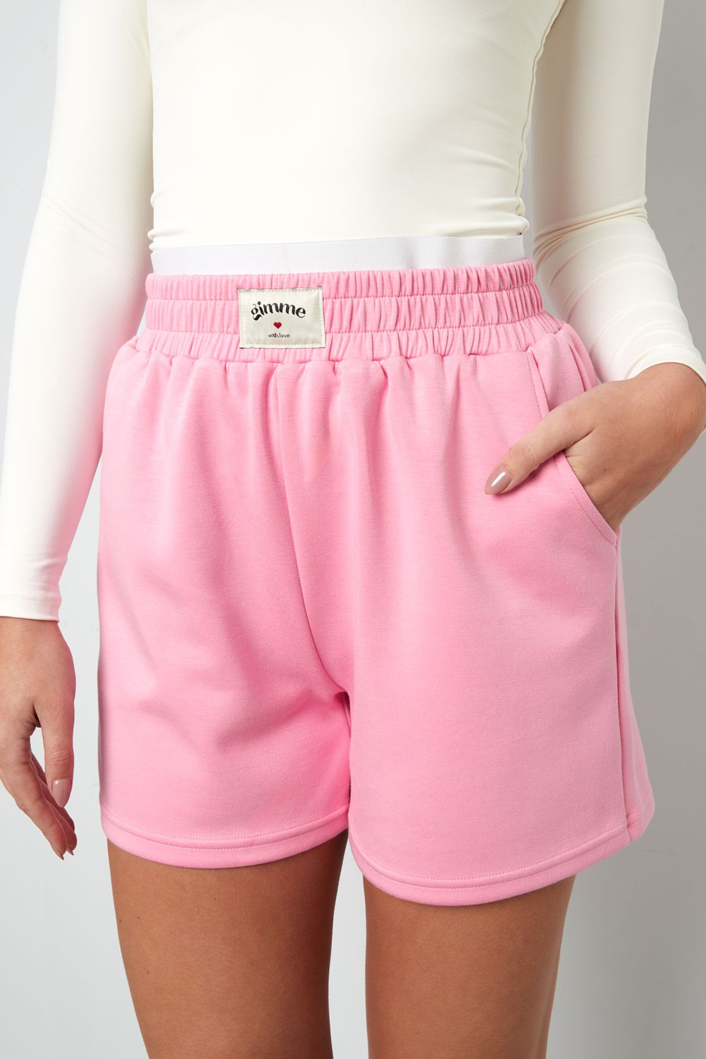 Shorts Casual Donna in Fibra di Poliestere Maglia Sporty Colore Puro h5Immagine10