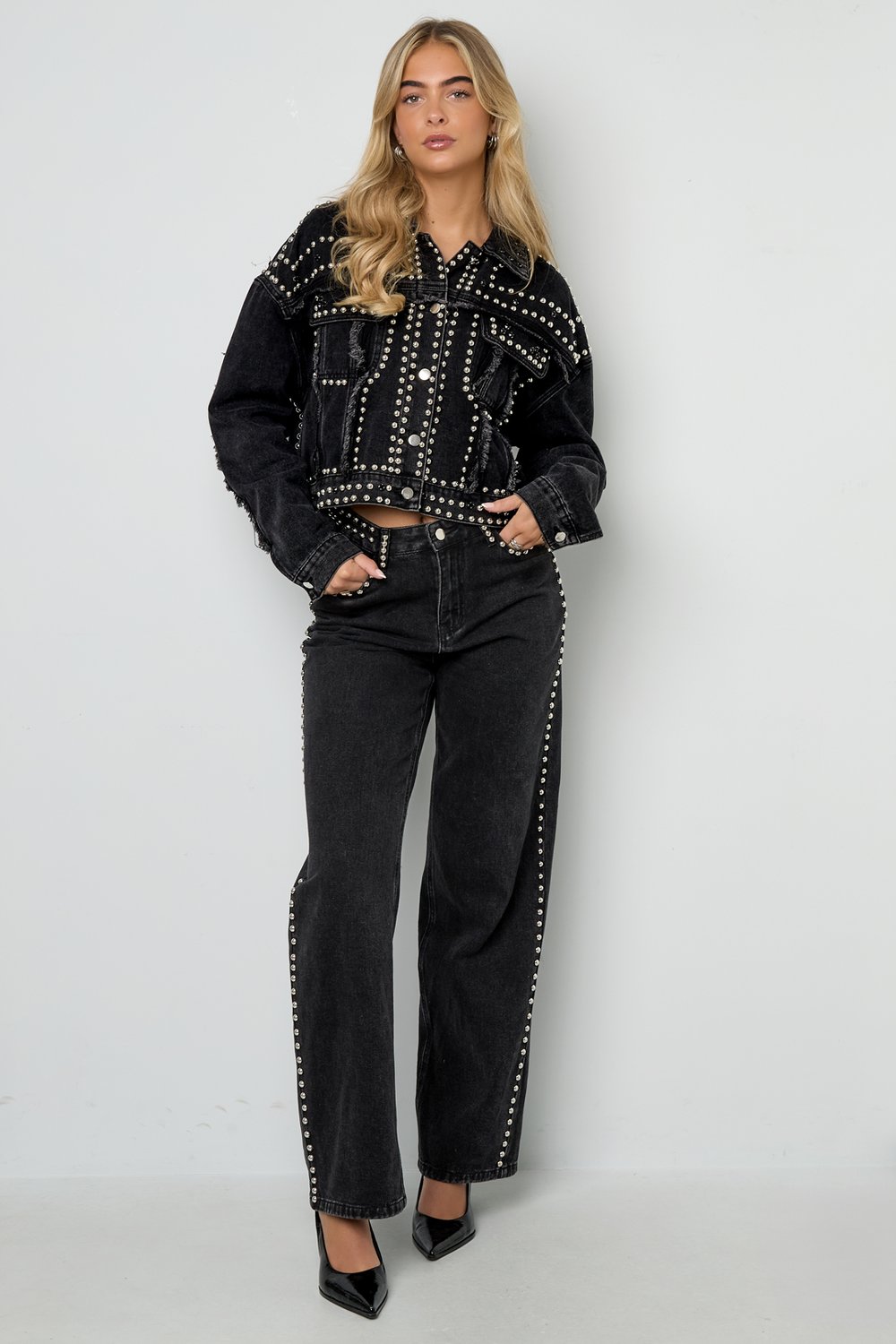 Tessuto Cotone Donna Pantaloni Dritti Strada Colore Puro Immagine6