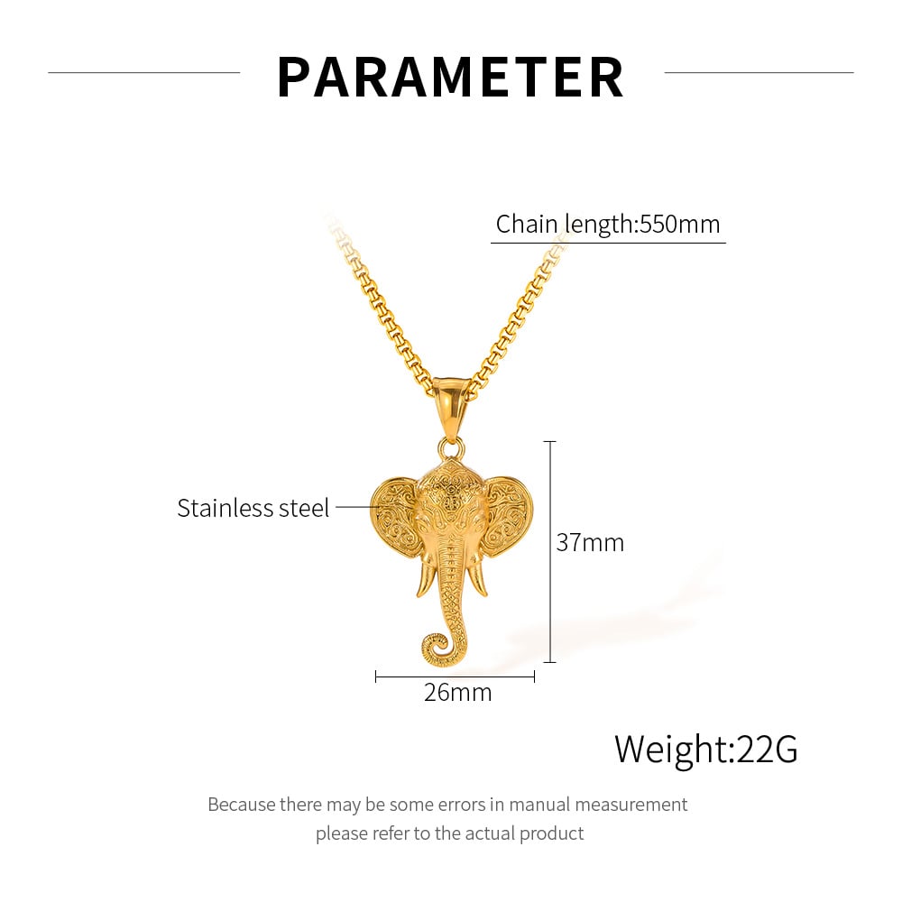 1 Piece Intricate Elephant Stainless Steel Men's Pendant Necklaces h5Picture7