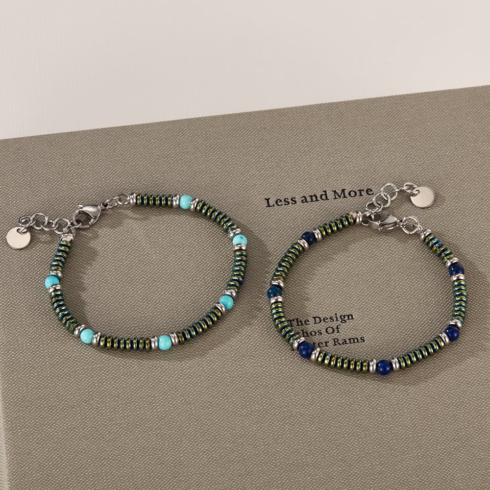 Vintage Annulus Stainless Steel Men's Beaded Bracelets h5Picture3