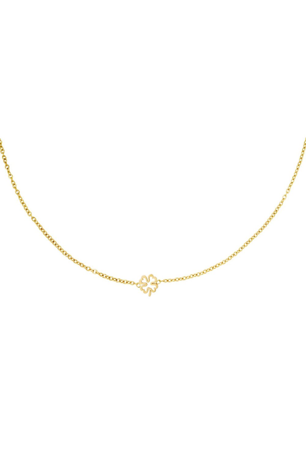 Necklace open clover Gold Color Stainless Steel 