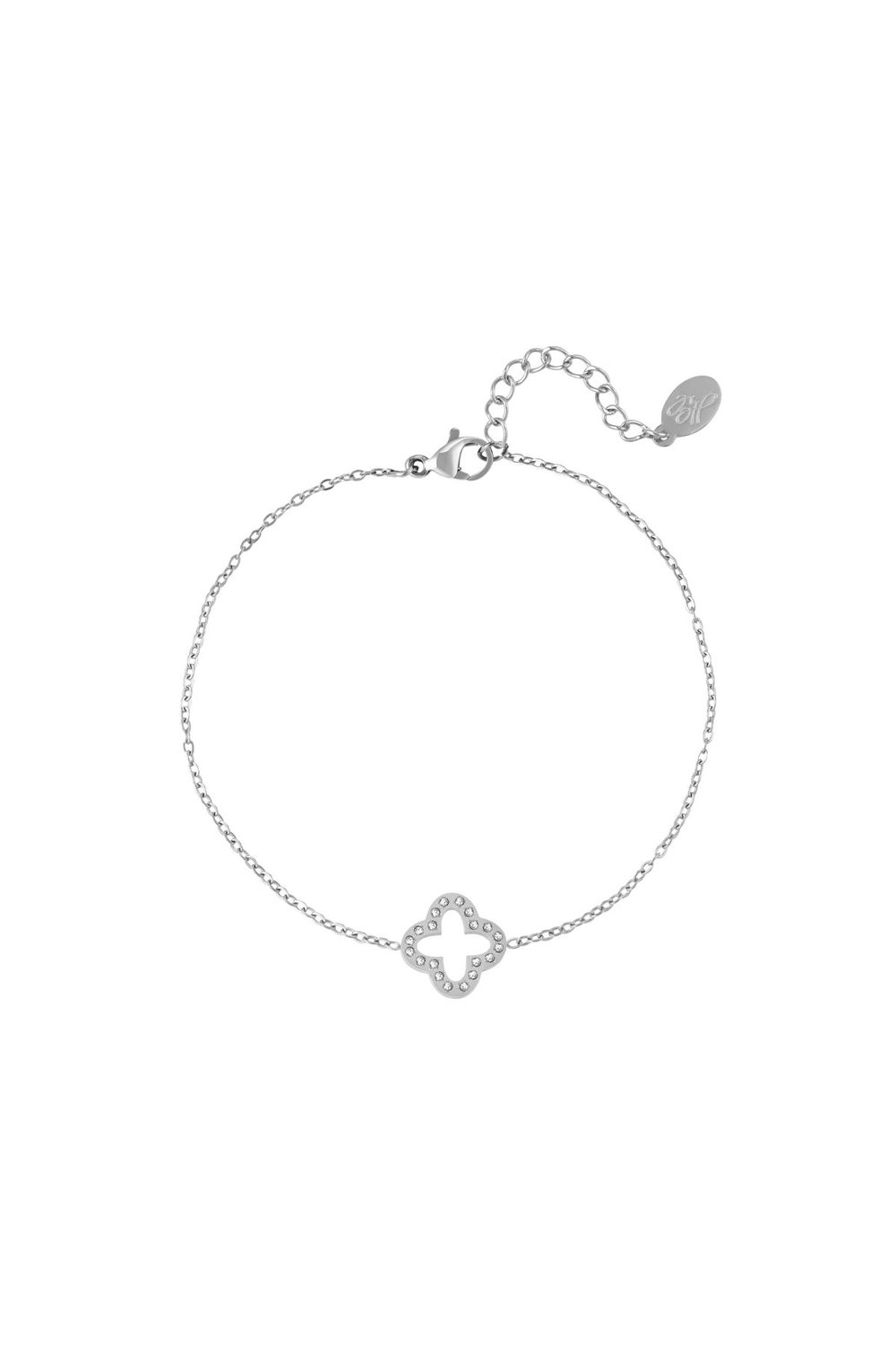 Pulsera trébol con piedras de circón Color dorado Acero inoxidable 