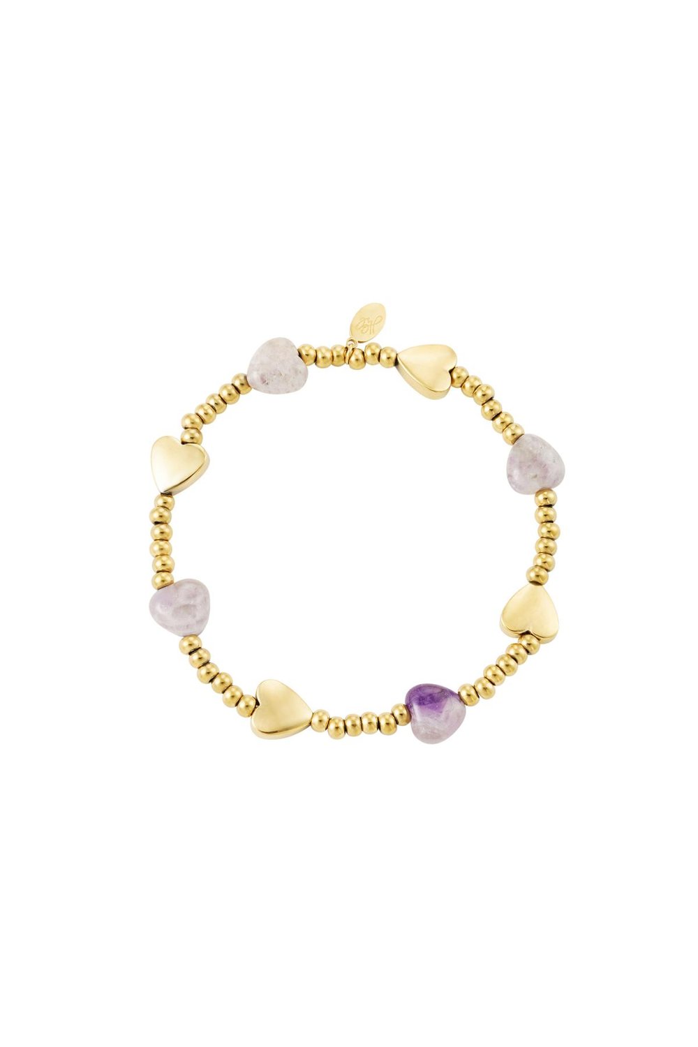 Beaded bracelet with hearts Purple Stone 