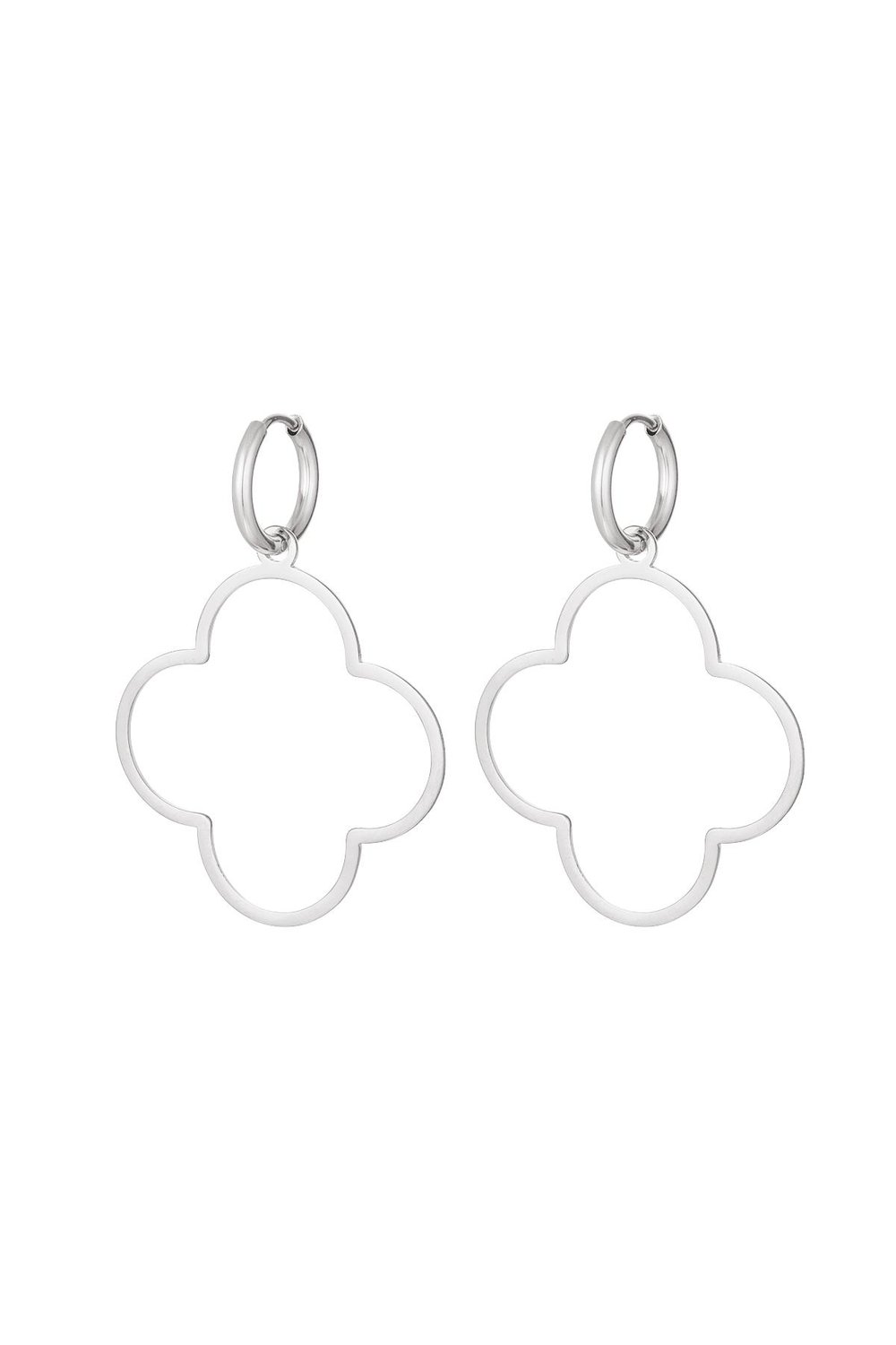 Earrings large clover Silver Color Stainless Steel