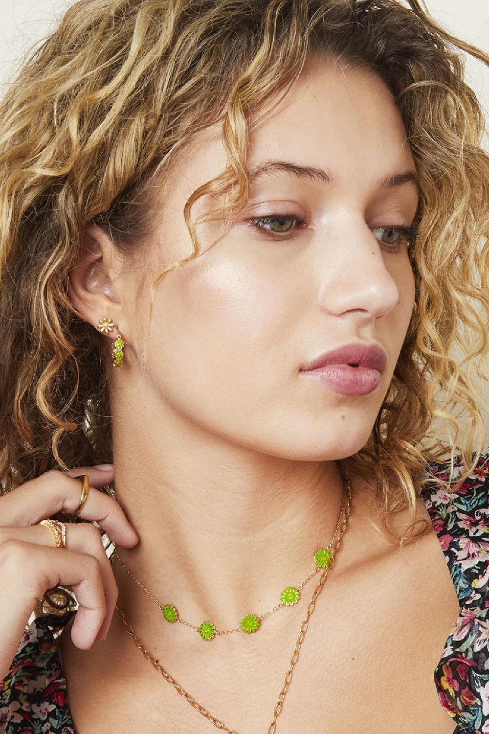 Orecchini in acciaio inossidabile Diasy lucido Immagine3