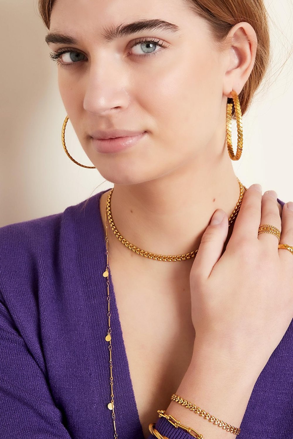 Bracelet leafs Gold Color Stainless Steel Picture3