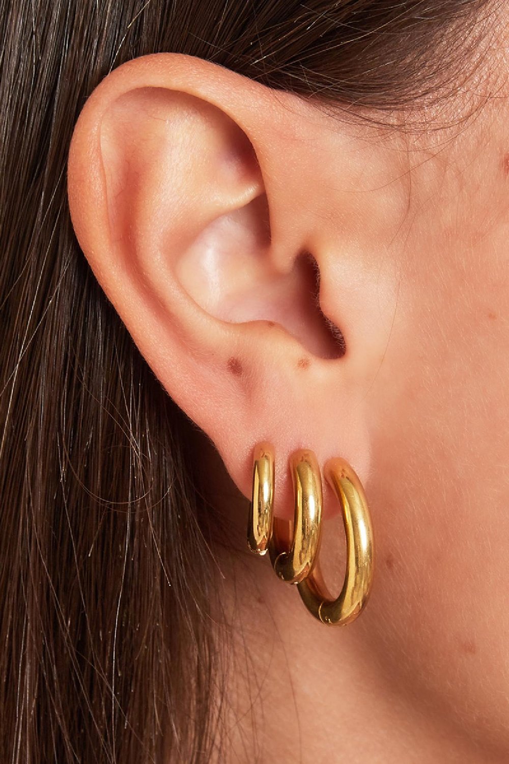 Basic creoles earrings - small Gold Color Stainless Steel h5Picture3
