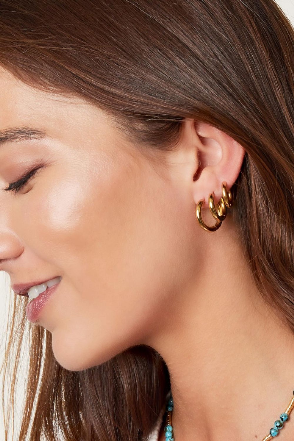 Creoles set 3 hoop earrings Gold Color Stainless Steel Picture2