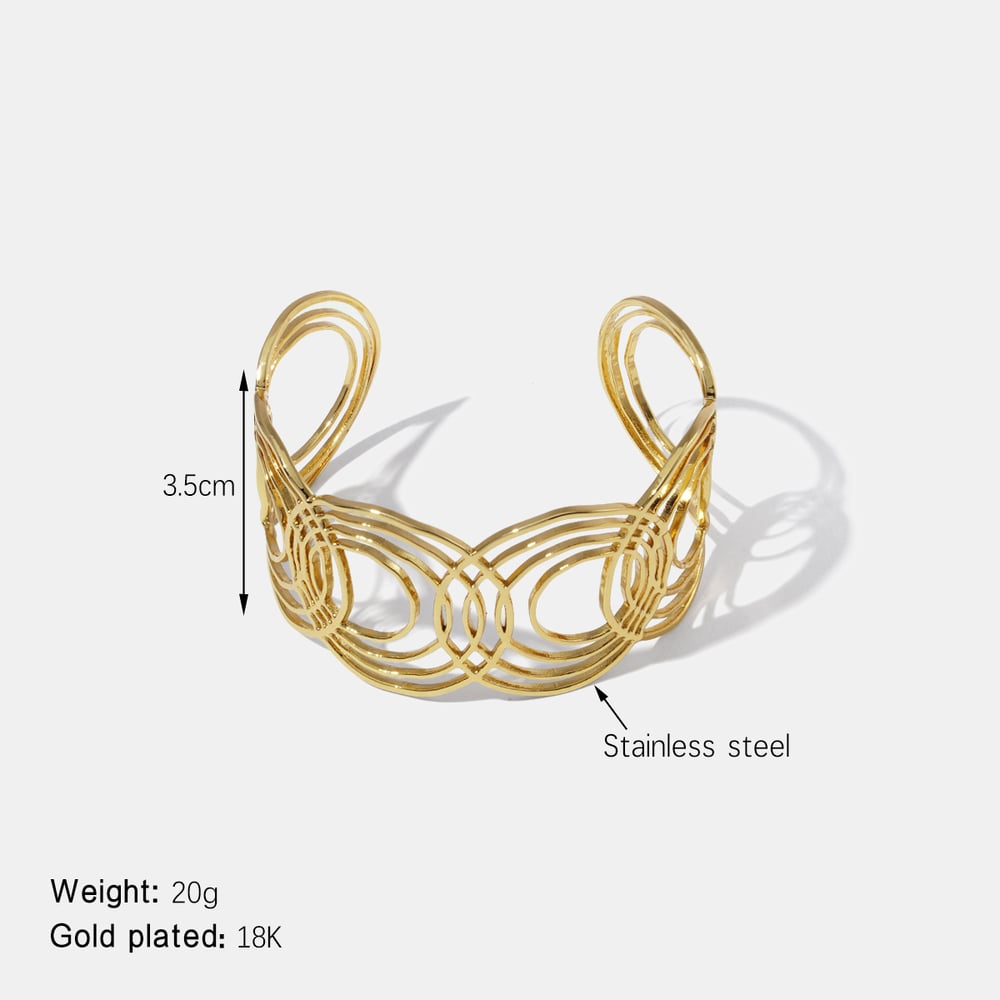 Circle Stainless Steel Gold Color Cuff Bracelet